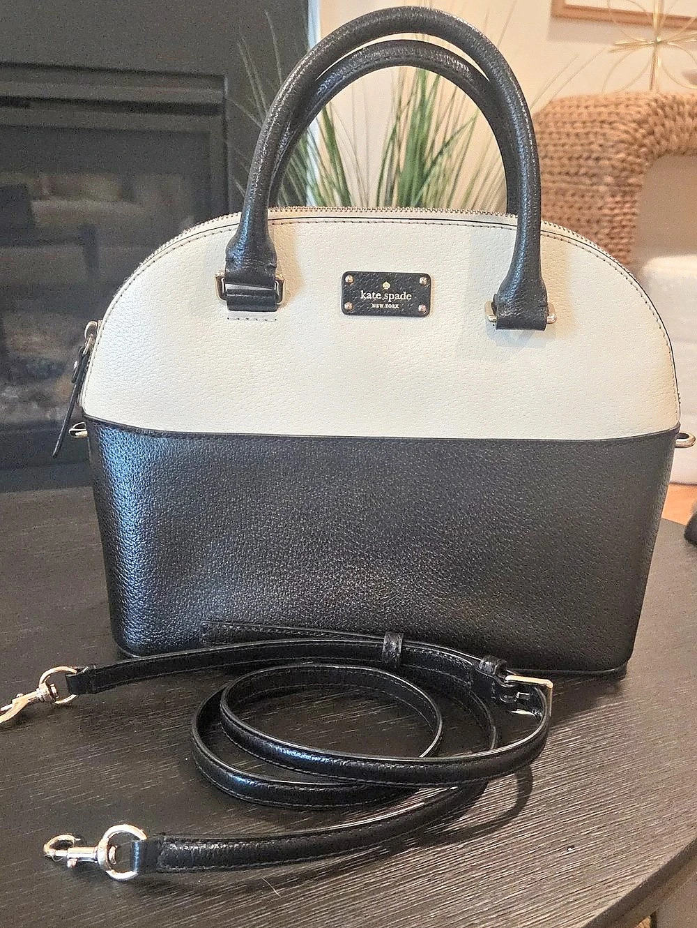 Kate Spade Color-Block Satchel in Black & White
